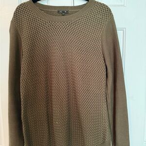 Lety & Me Olive Green Knit Sweater w/ Elbow Patches - Size L (Minor Flaw)